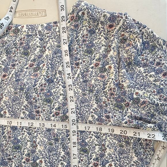 Rose +‎ Olive Pintuck Blouse Blue Floral Top Womans Plus 1X Flowy Cottagecore - Picture 2 of 9
